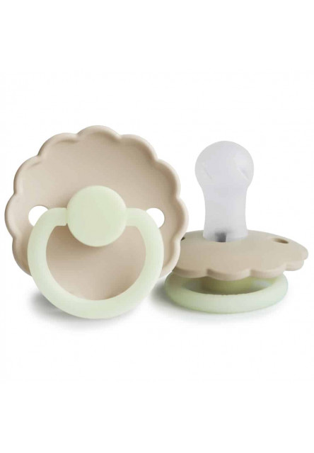 Dvojbalenie cumlíkov frigg daisy night blush/ cream, 0-6m, silikón