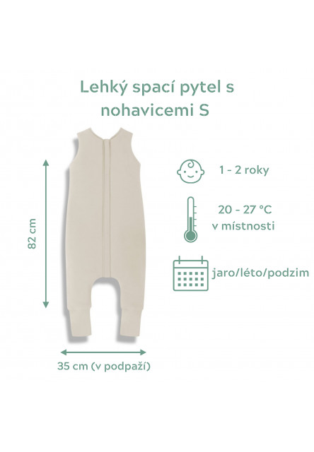 Lehký spací pytel s nohavicemi Sleepee Green XS