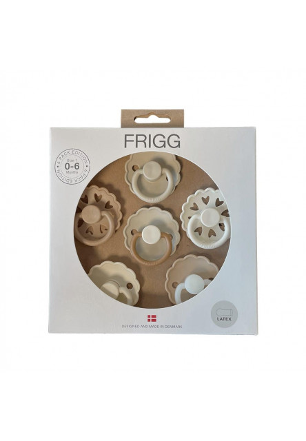 šesťbalenie okrúhlych cumlíkov frigg cinnamon charm, 0-6m, kaučuk Frigg