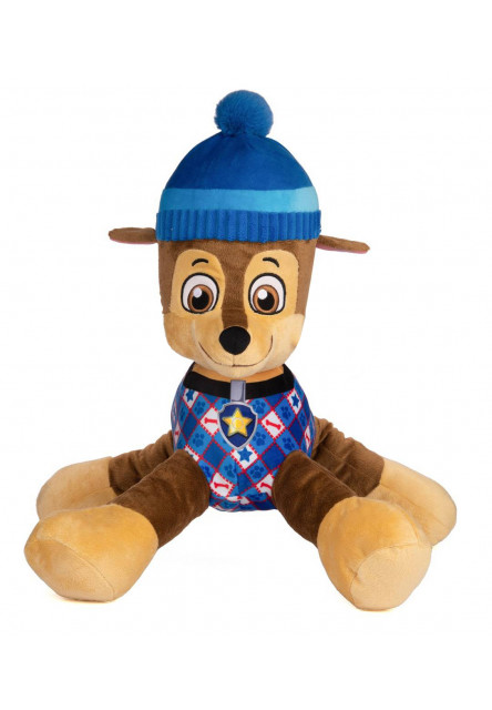 Plyšový psík Chase - modrý v zimnej čiapke - Paw Patrol - 50 cm Aurora