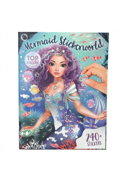 Velký kreativní sešit Mermaid Stickerworld Top Model, 240+ samolepek