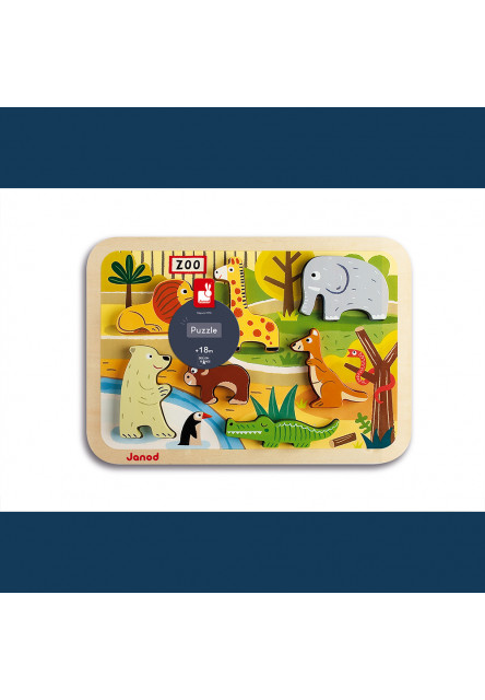 Dřevěné vkládací puzzle pro nejmenší ZOO Chunky